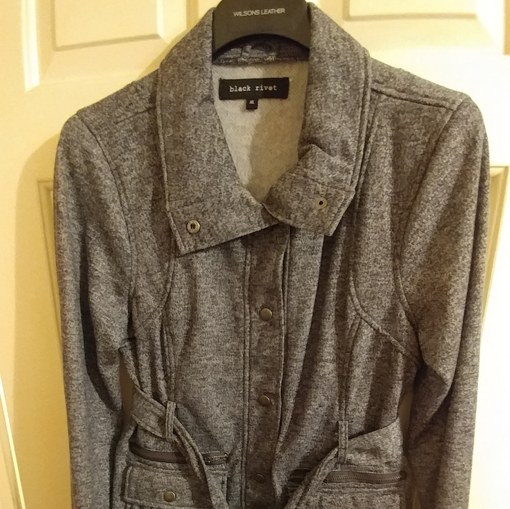 Black rivet gray jacket